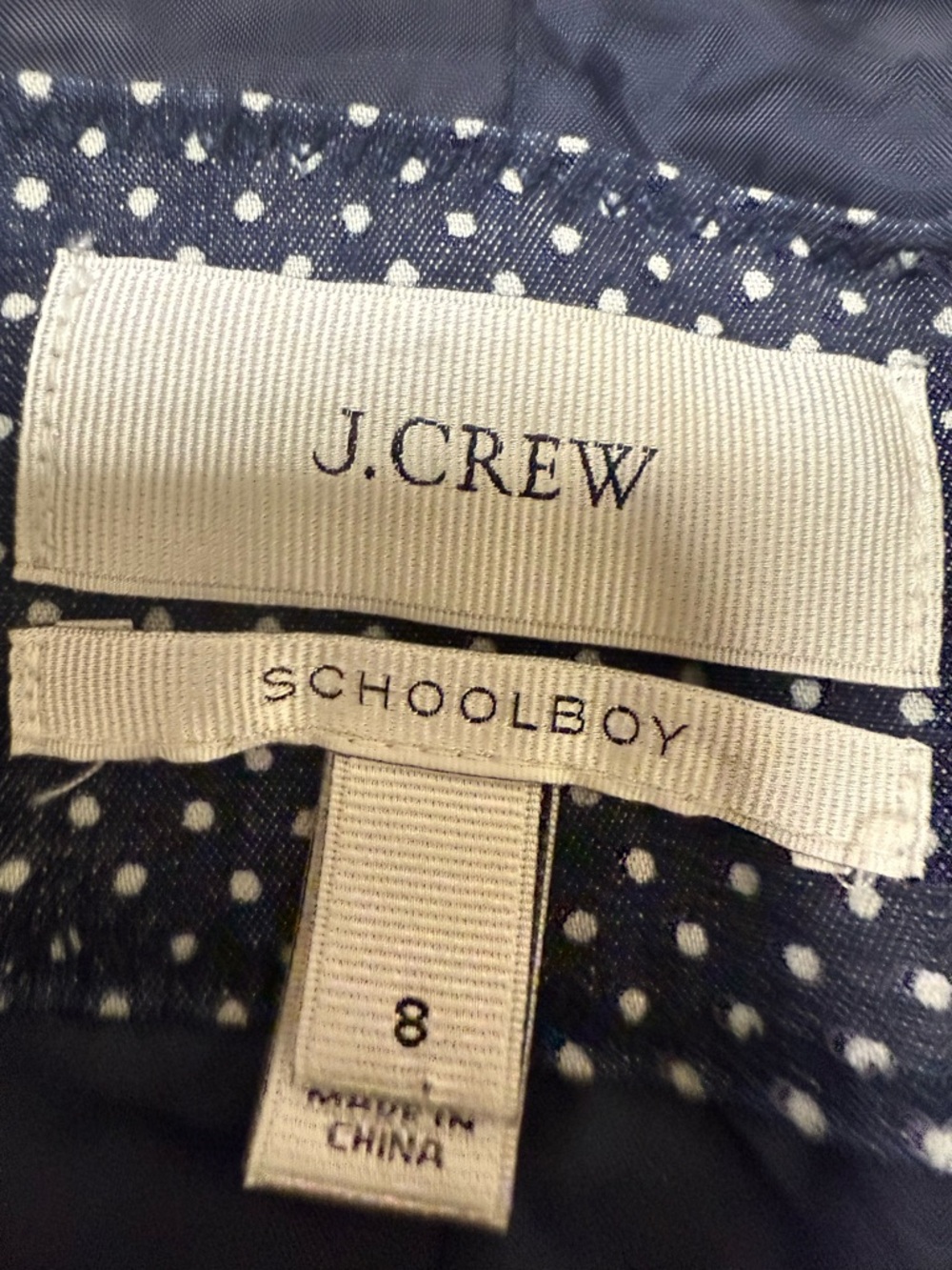 J.Crew schoolboy blazer in a navy blue and white polka dot pattern. 🔵 - Picture 11 of 12